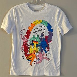 STRONGER TOGETHER Diversity T-Shirt White Tee Rainbow 60% Cotton & 40% Polyester